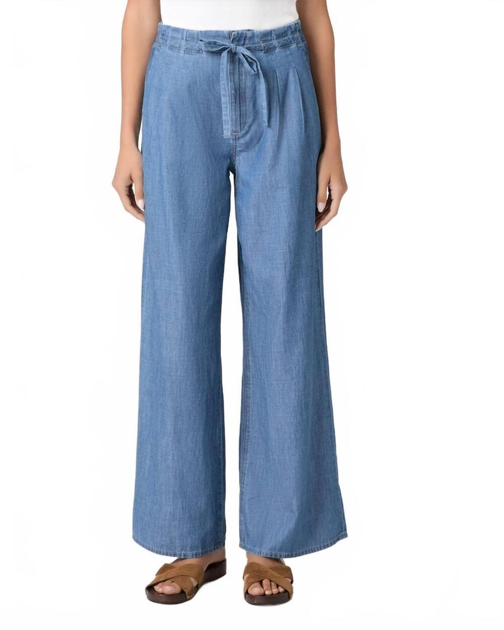 NEW PAIGE ingrid woven cotton pant in blue
